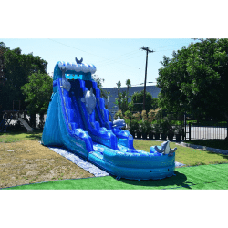 JumpOrange 19 Dolphins Commercial Grade Inflatable Water Slide wit 1 19' Dolphin Water Slide